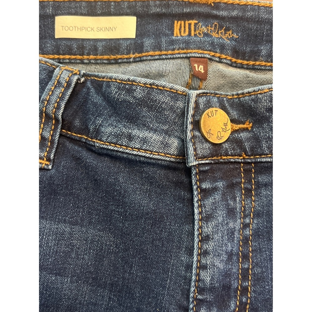 Kut from the Kloth Toothpick Skinny Jeans Dark Wash Denim Blue Womens Size 14